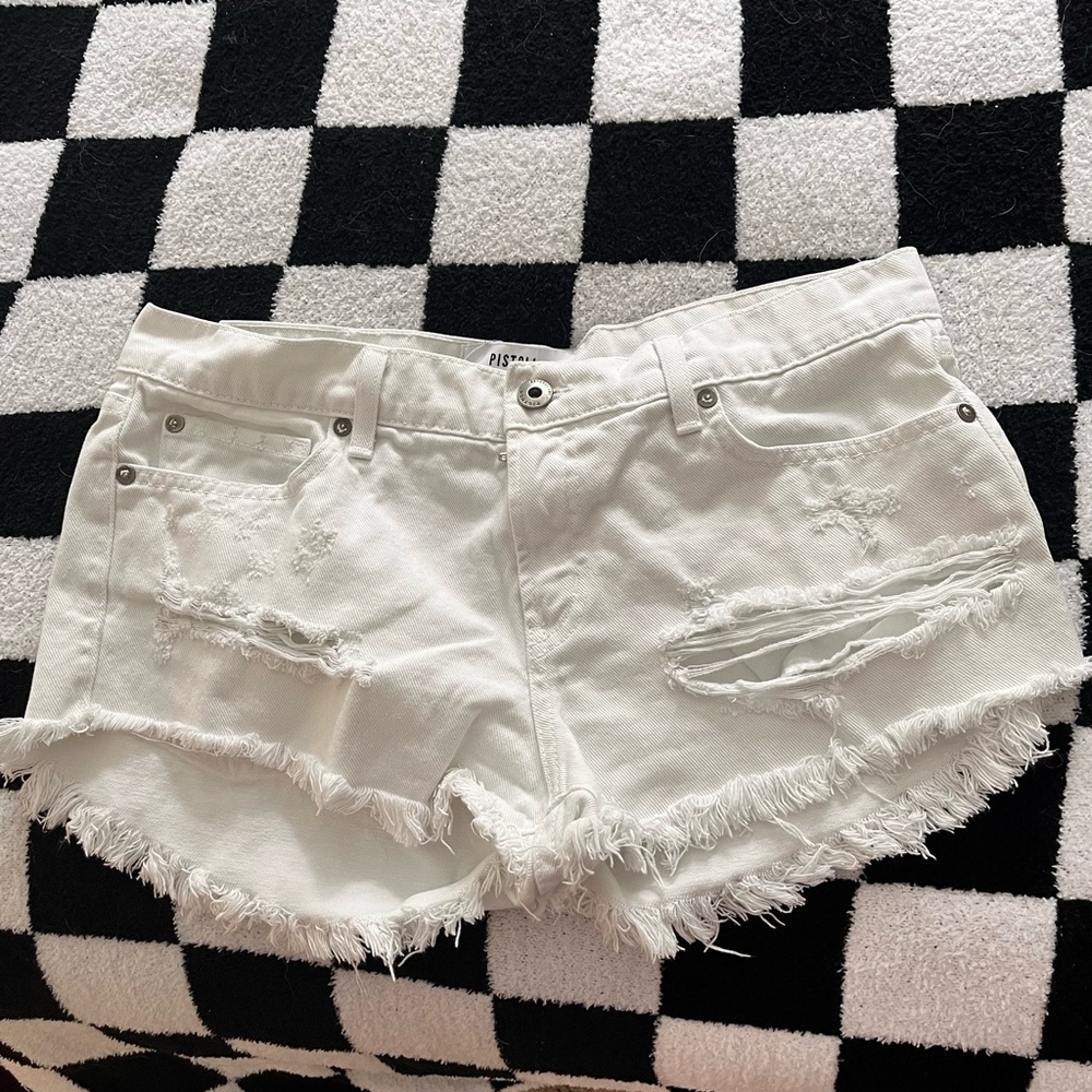 Pistola low rise Gigi white cut off denim shorts